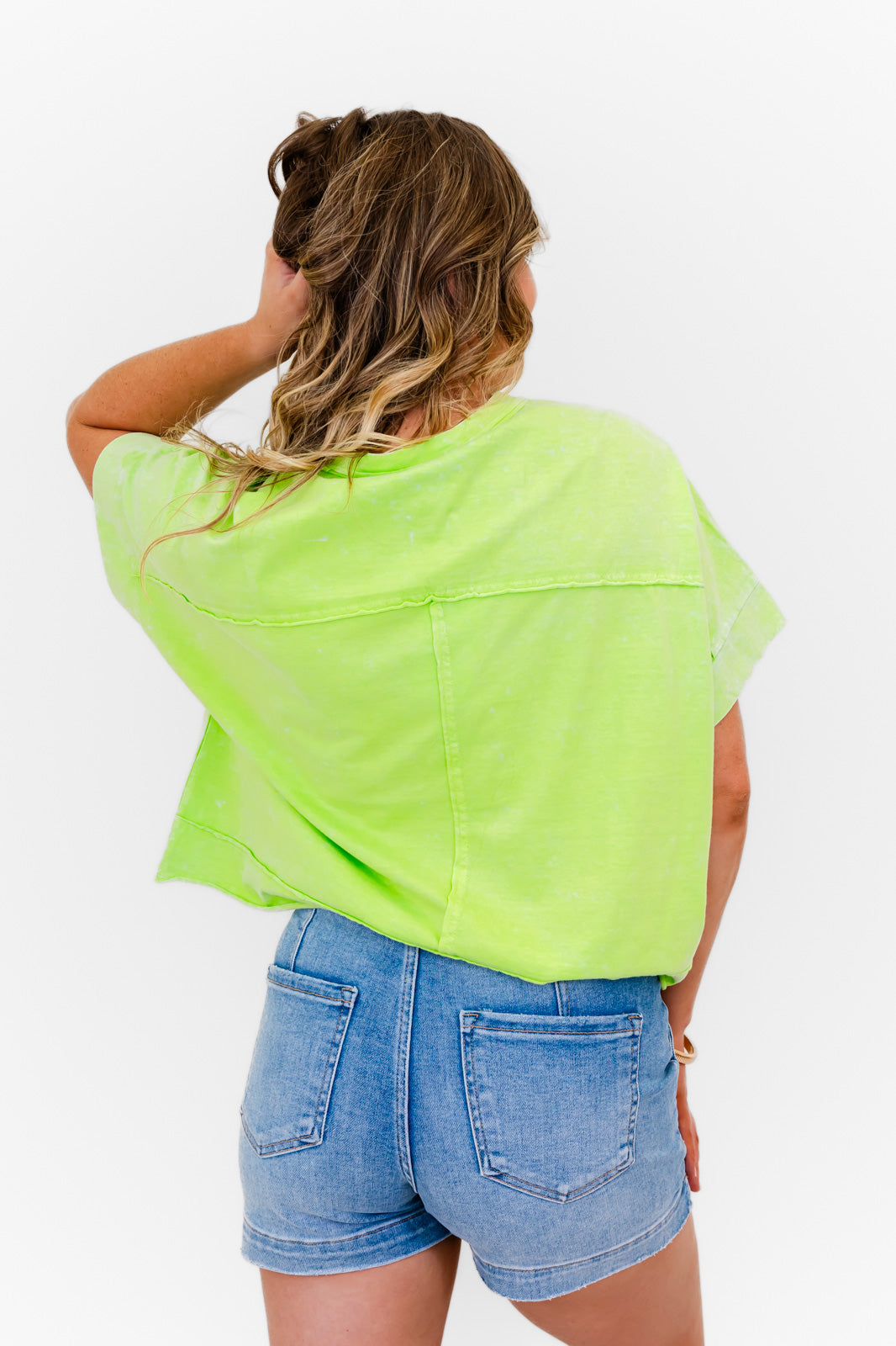 Faeve Lime Green Washed Cotton Top - Whiskey Darling Boutique