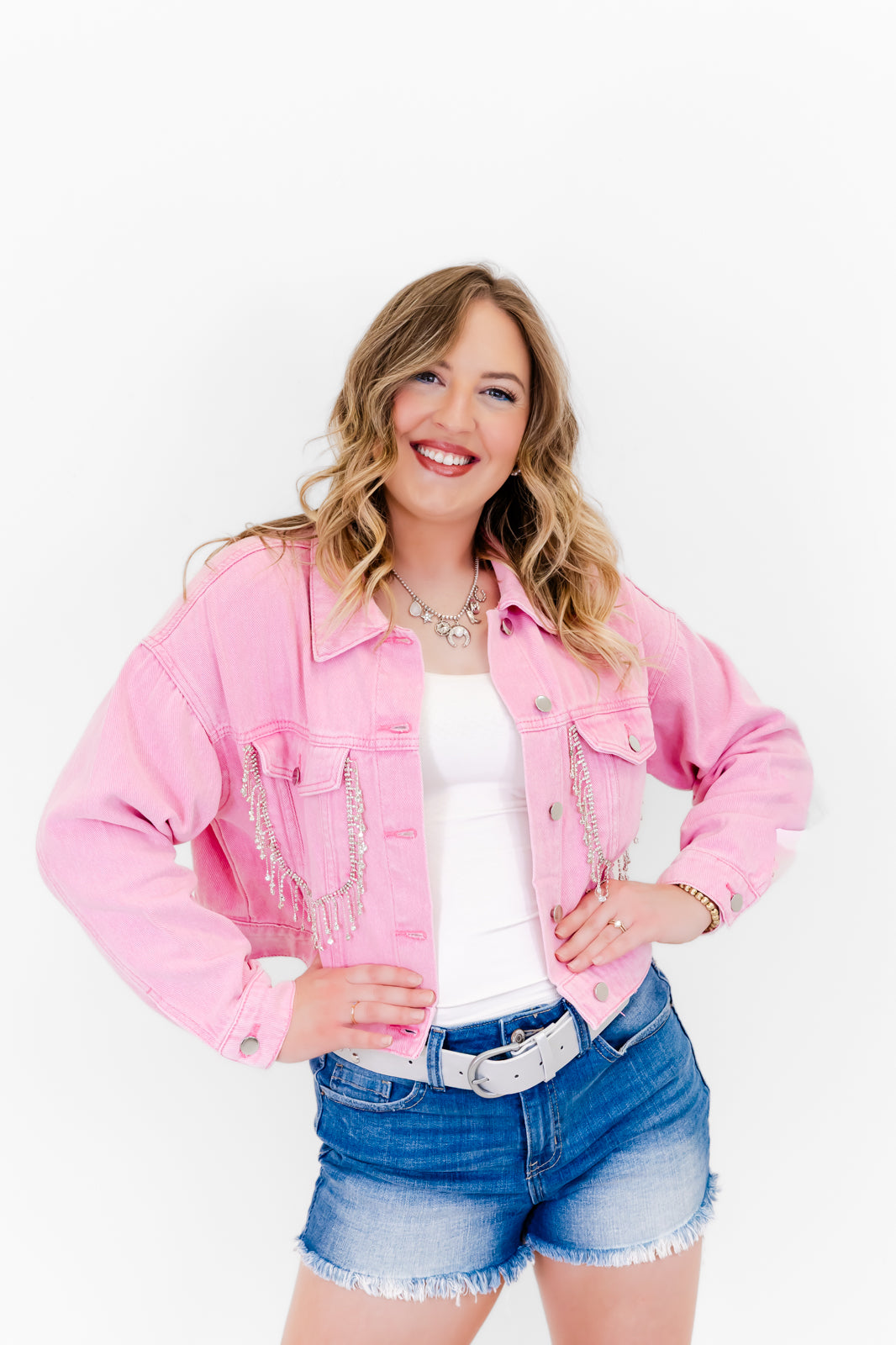 Reign Rhinestone Denim Jacket - Whiskey Darling Boutique
