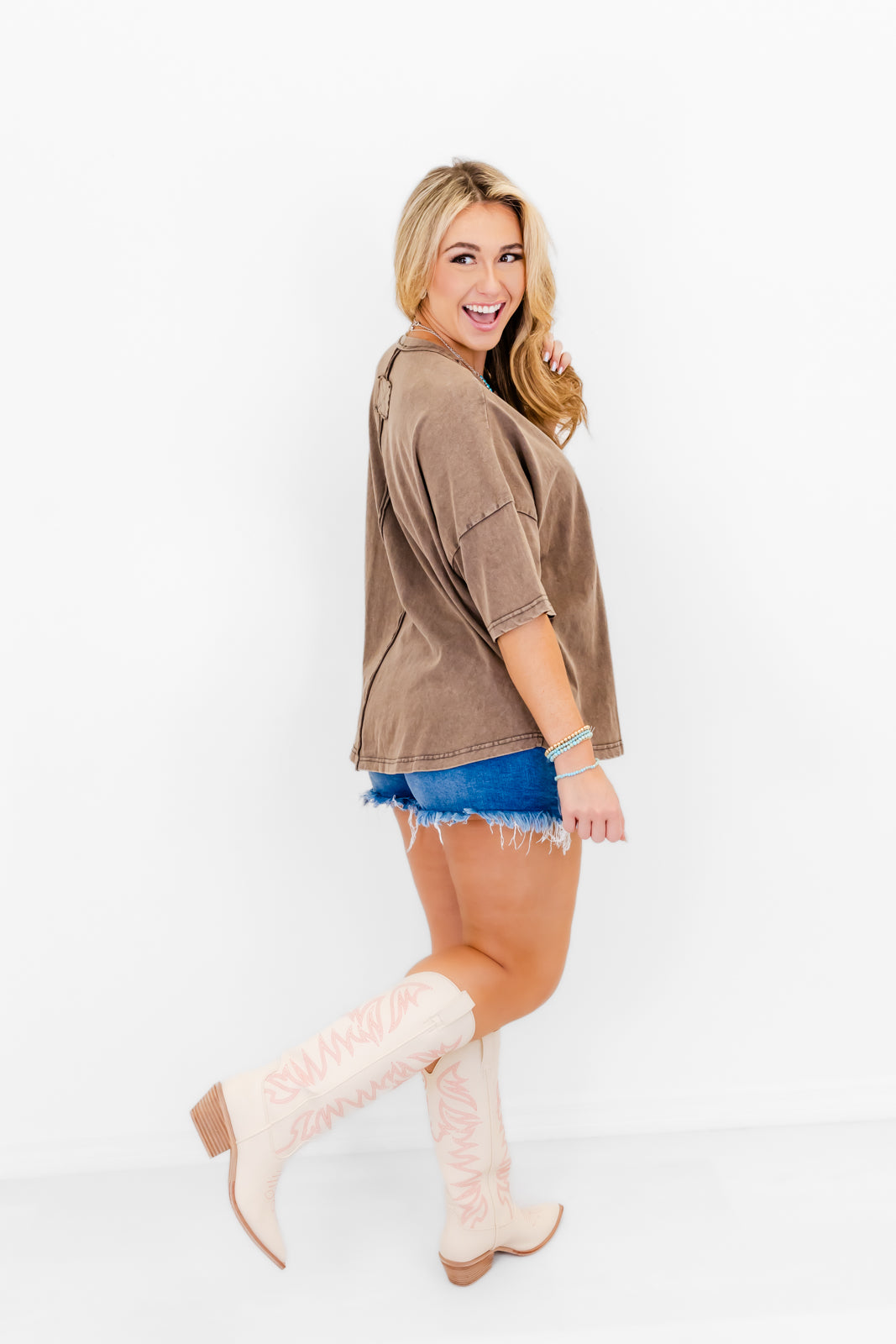 Western Graphic Patch Mineral Wash Tee - Whiskey Darling Boutique