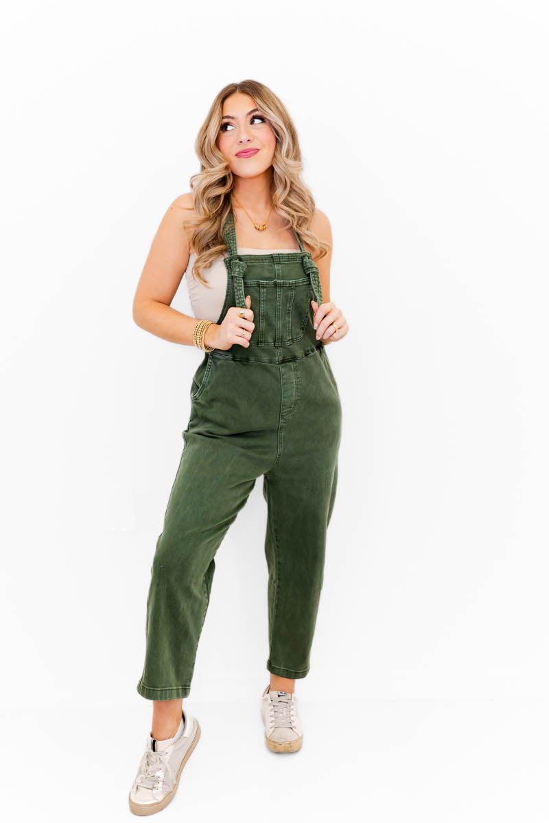 Kamryn Comfy Cropped Tie Knot Overalls - Whiskey Darling Boutique