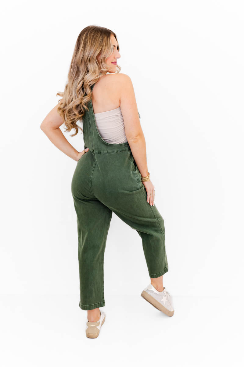 Kamryn Comfy Cropped Tie Knot Overalls - Whiskey Darling Boutique