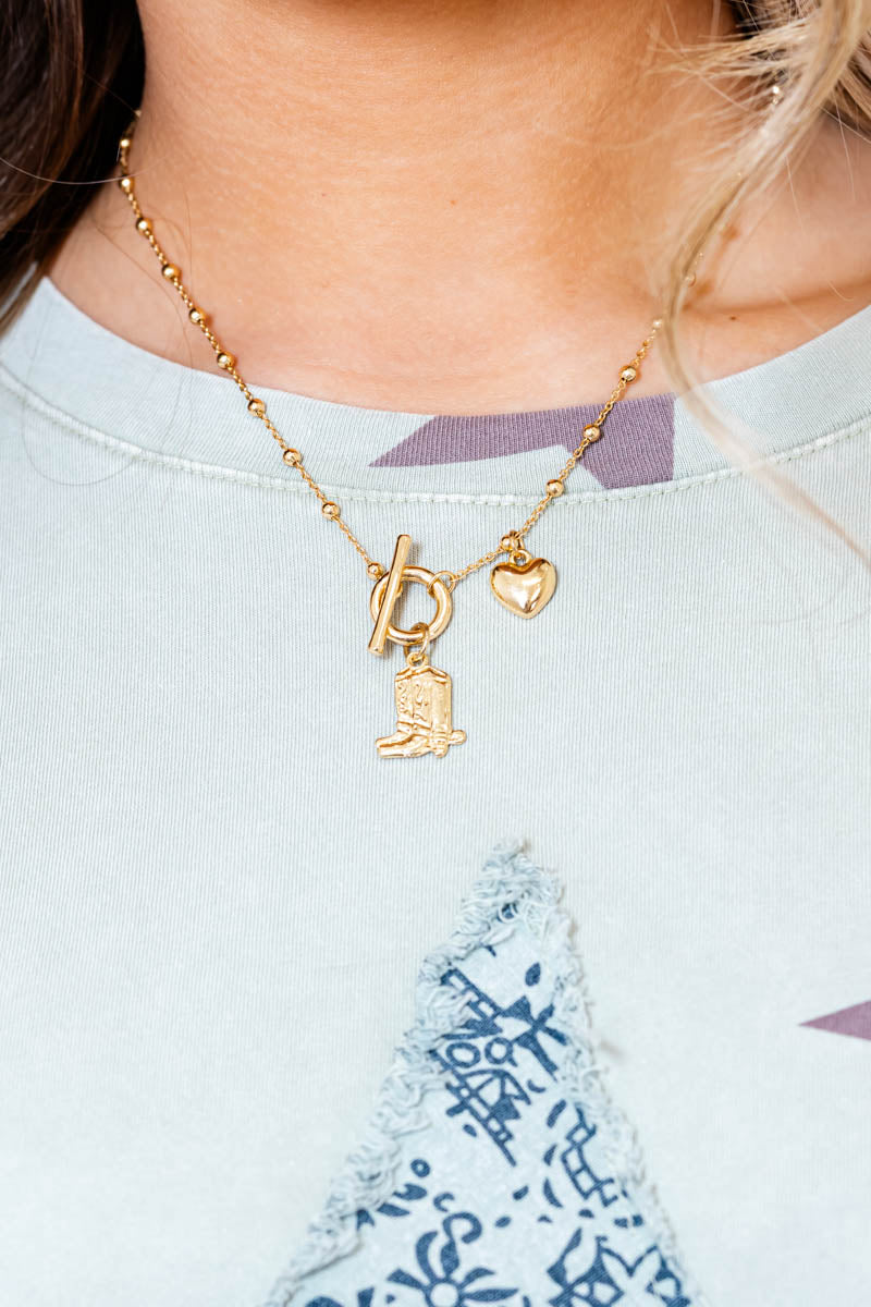 Western Circle Bar Beaded Charm Necklace - Whiskey Darling Boutique