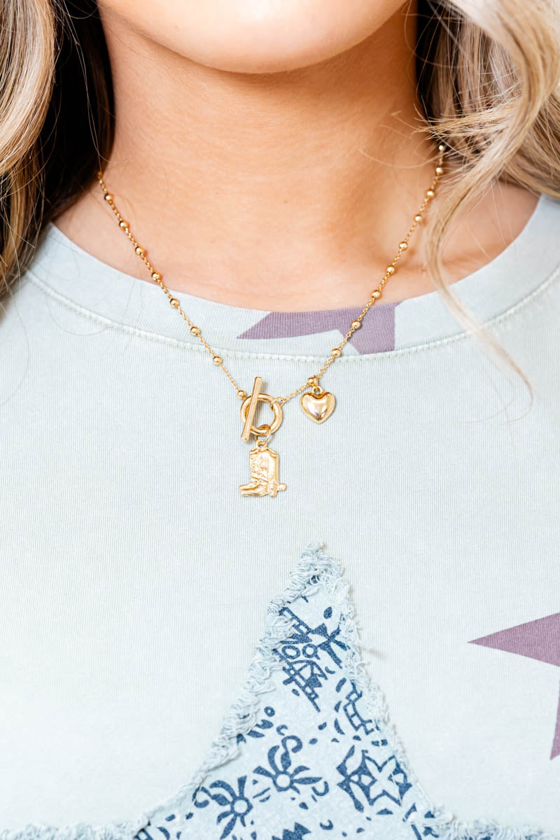 Western Circle Bar Beaded Charm Necklace - Whiskey Darling Boutique