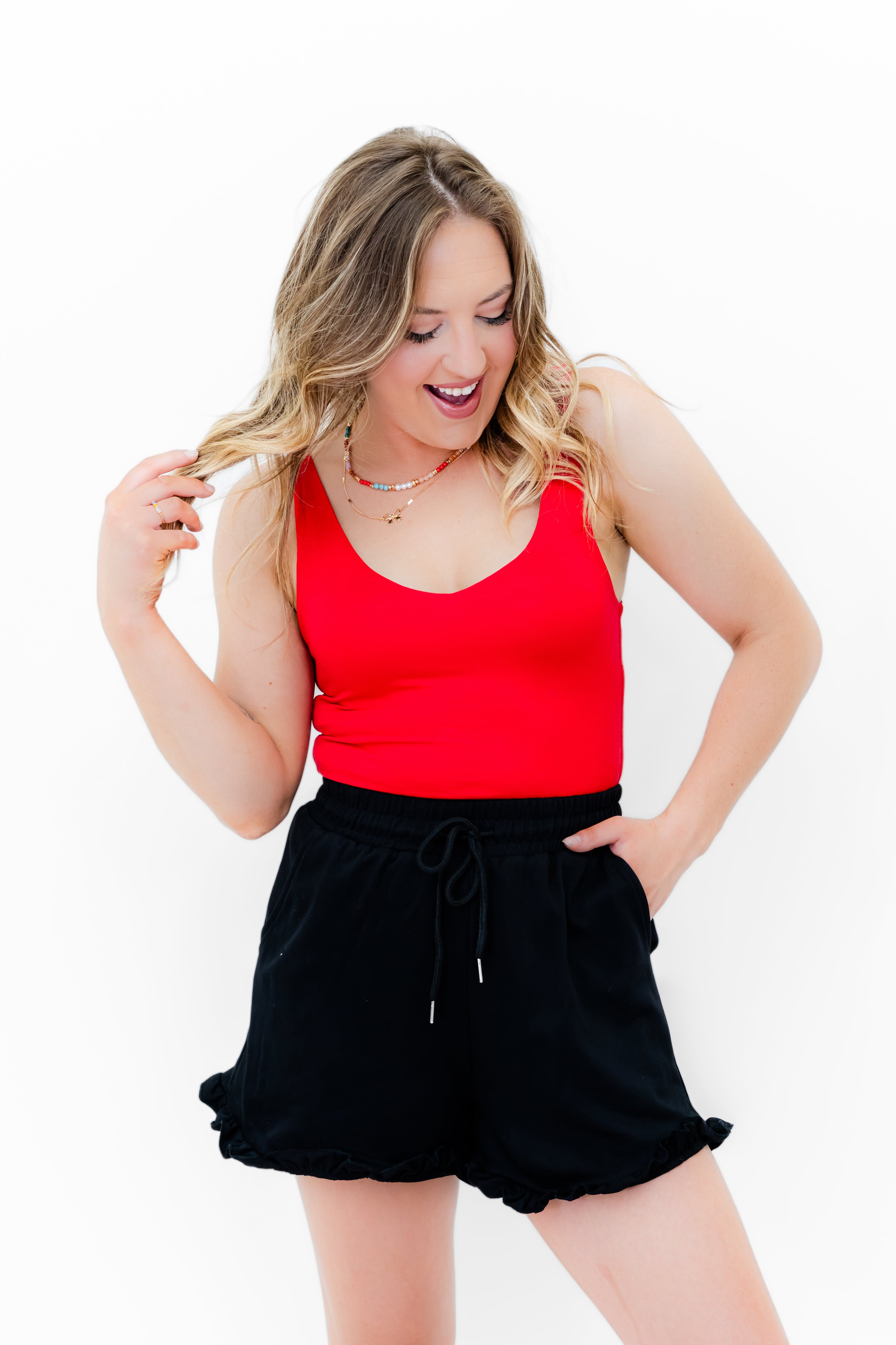 Frill N Chill Ruffle Hem Shorts - Whiskey Darling Boutique