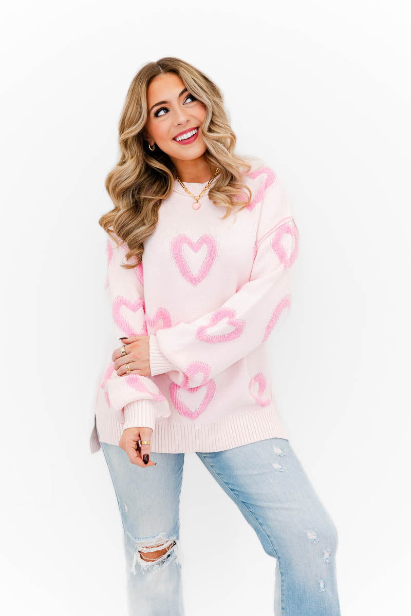 Blushing Hearts Sweater – Whiskey Darling Boutique