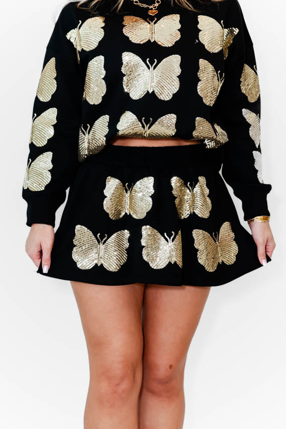 Midnight Butterfly Glam Skort Set - Whiskey Darling Boutique