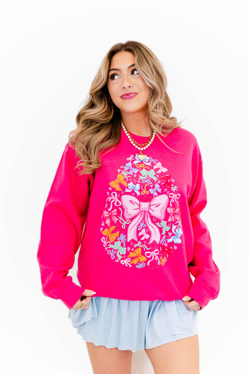 Bow Garden Bunny Sweatshirt - Whiskey Darling Boutique