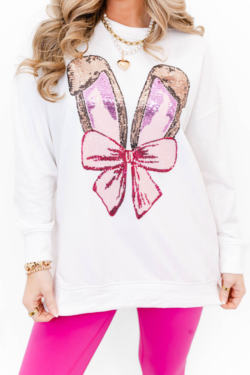 The Bunny Bow Babe Sweatshirt - Whiskey Darling Boutique