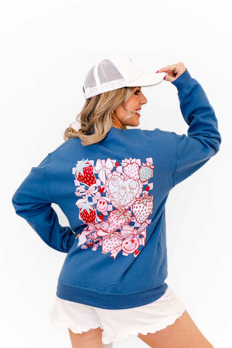 Strawberry Crush Graphic Sweatshirt - Whiskey Darling Boutique