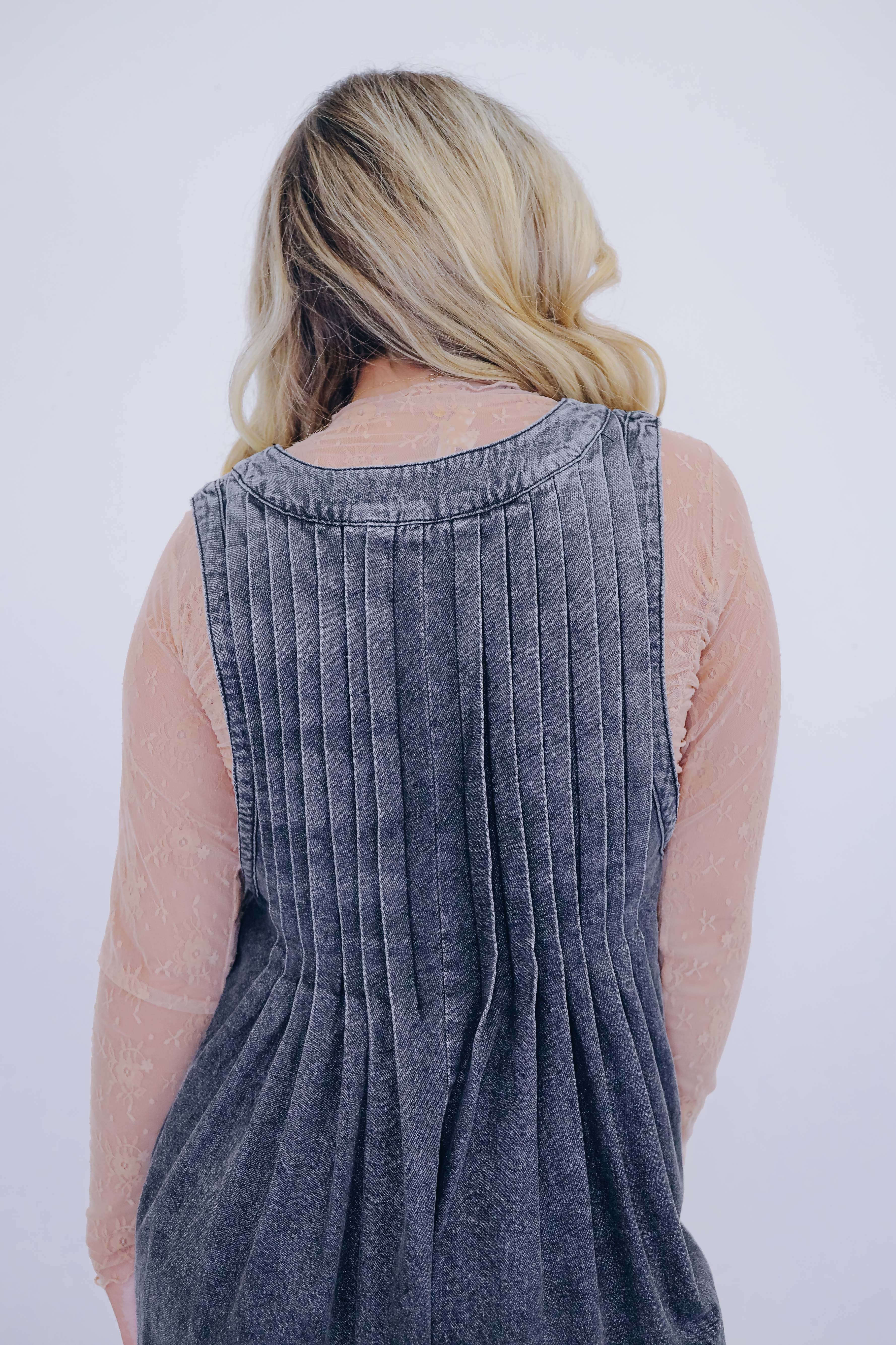 Country Cutie Pleated Denim Romper- 5 Colors - Whiskey Darling Boutique