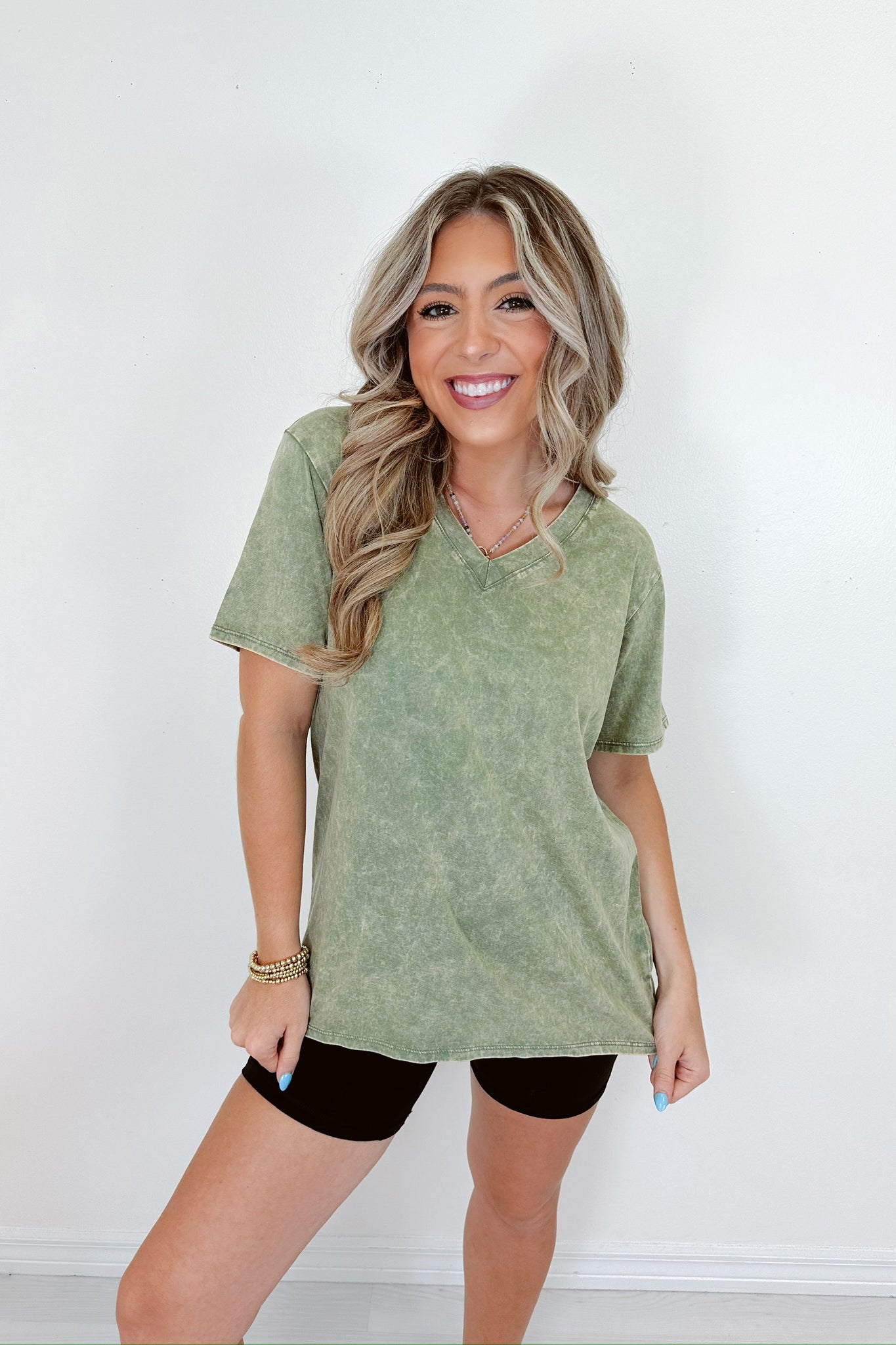 ViVi Mineral Wash V-Neck Tee - Whiskey Darling Boutique