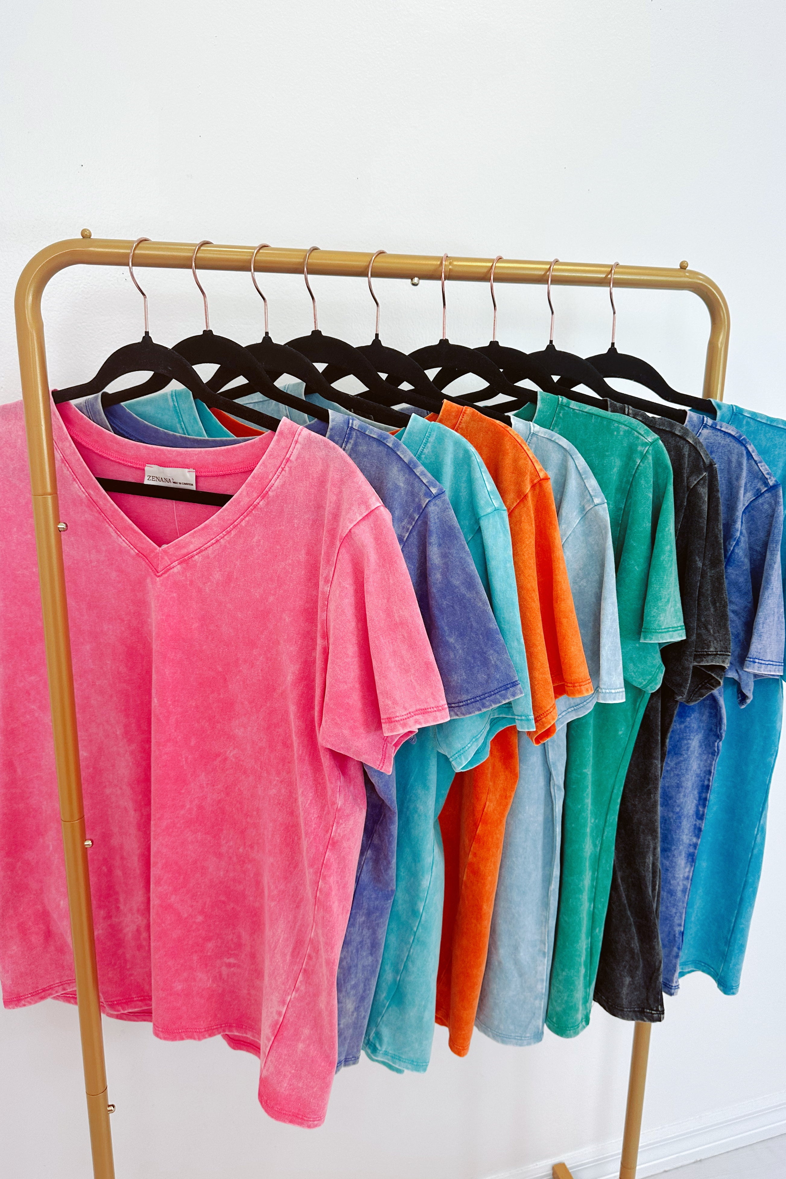 ViVi Mineral Wash V-Neck Tee - Whiskey Darling Boutique