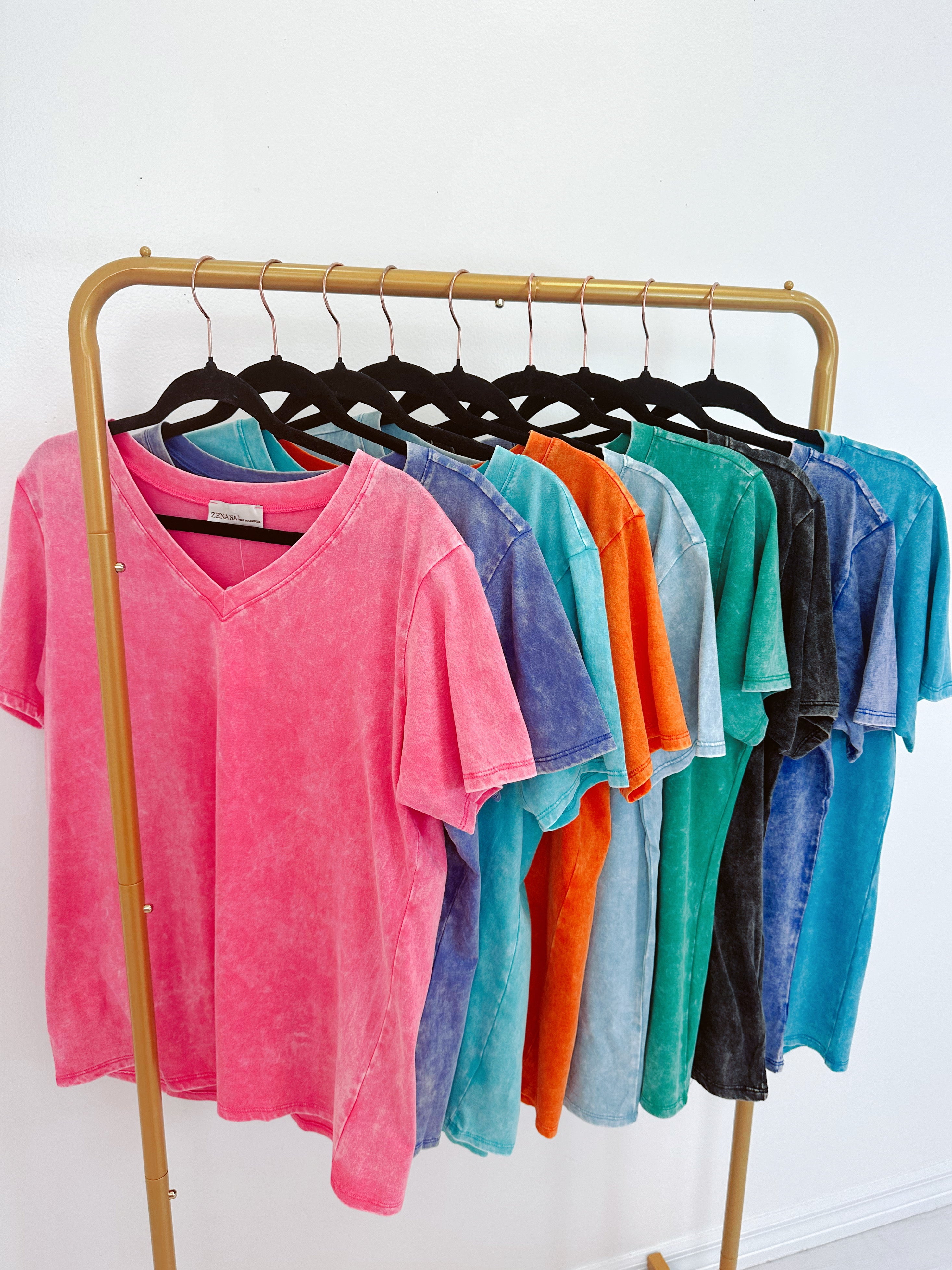 ViVi Mineral Wash V-Neck Tee - Whiskey Darling Boutique