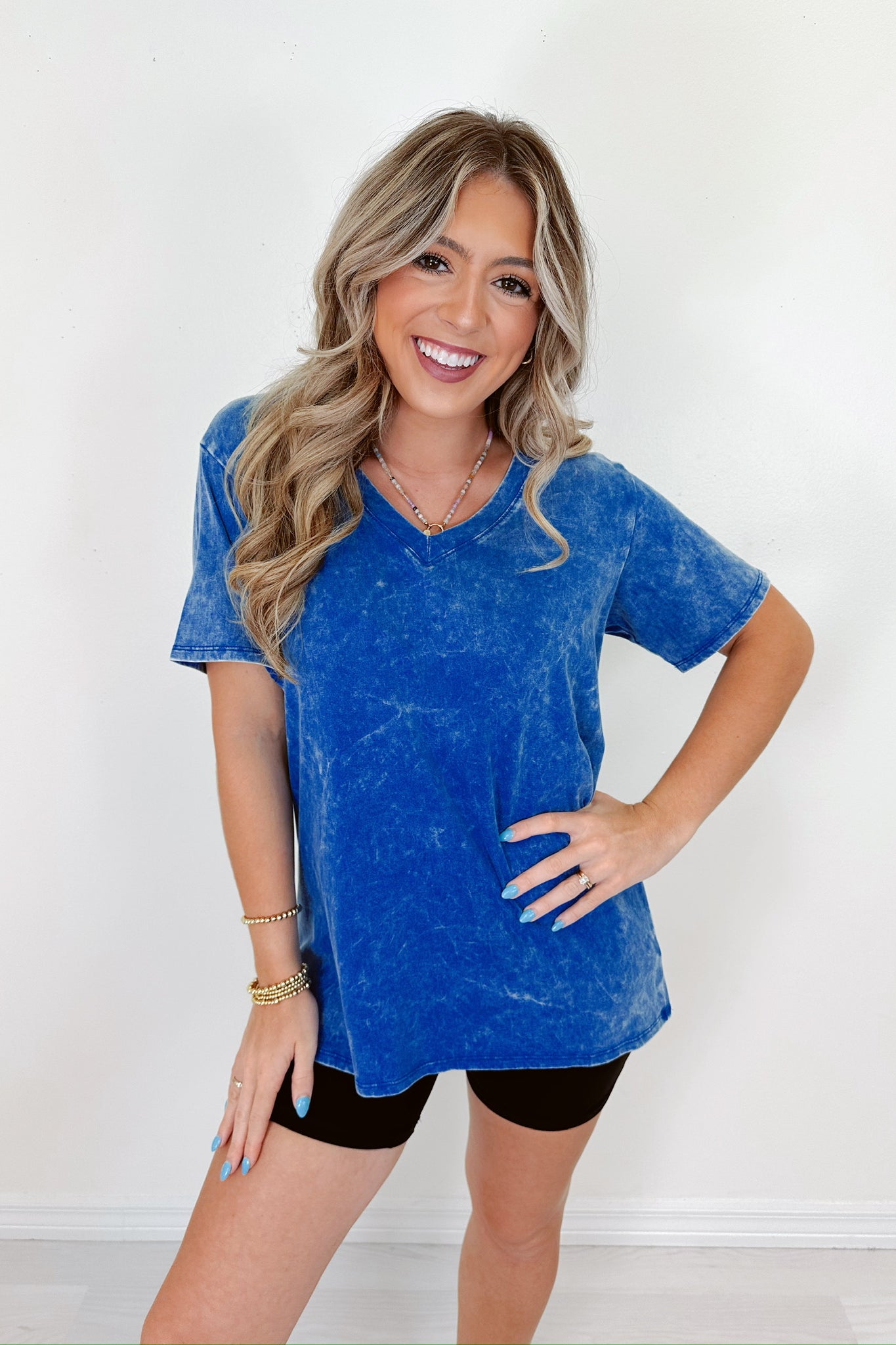 ViVi Mineral Wash V-Neck Tee - Whiskey Darling Boutique