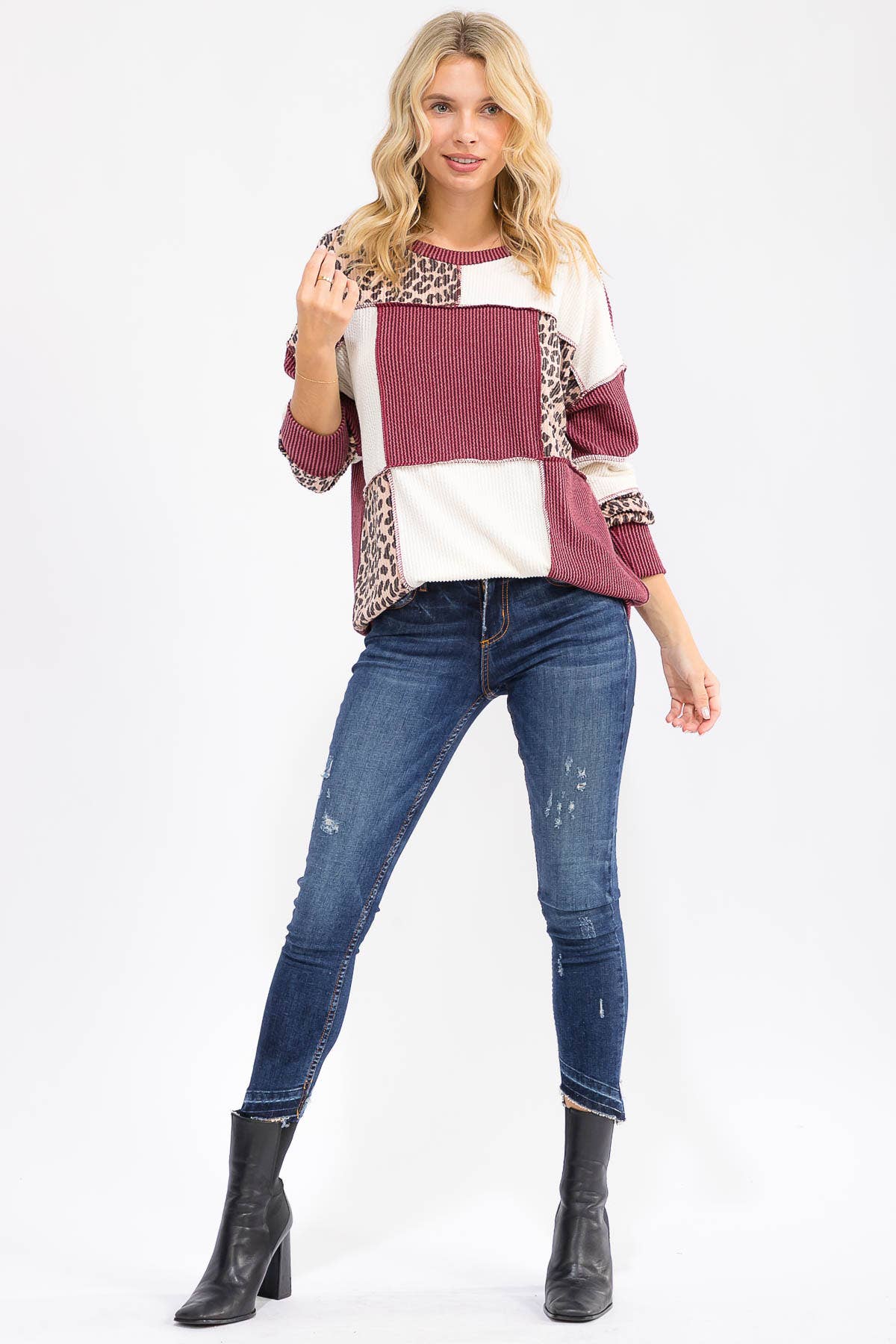 Wine & Wild Patchwork Top - Whiskey Darling Boutique