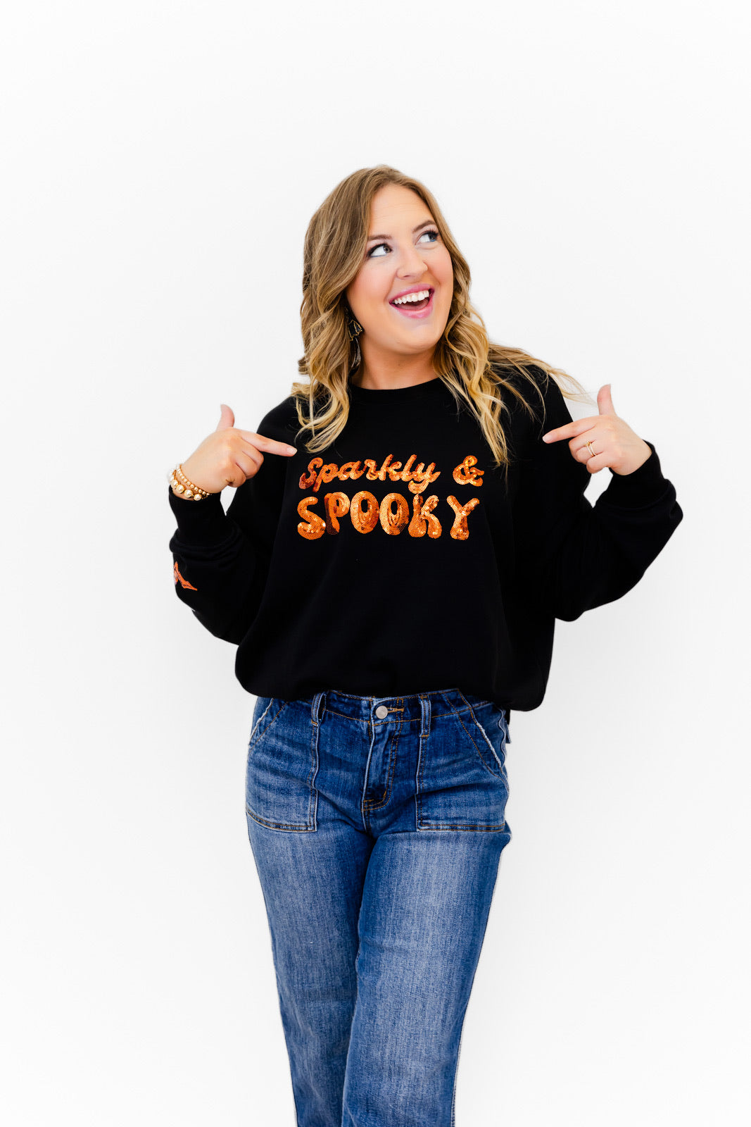 Sparkly & Spooky Sequin Embellished Sweatshirt – Whiskey Darling