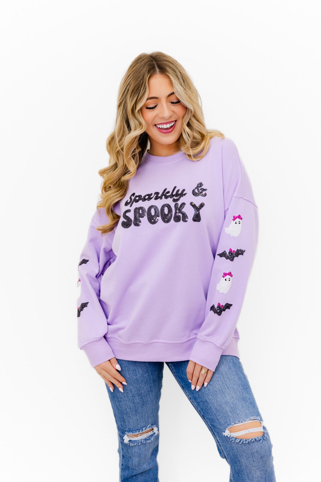 Sparkly & Spooky Sequin Embellished Sweatshirt – Whiskey Darling