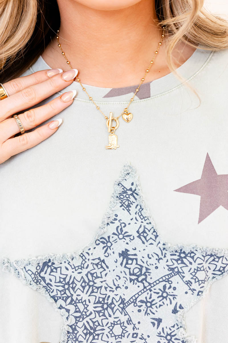 Western Circle Bar Beaded Charm Necklace - Whiskey Darling Boutique