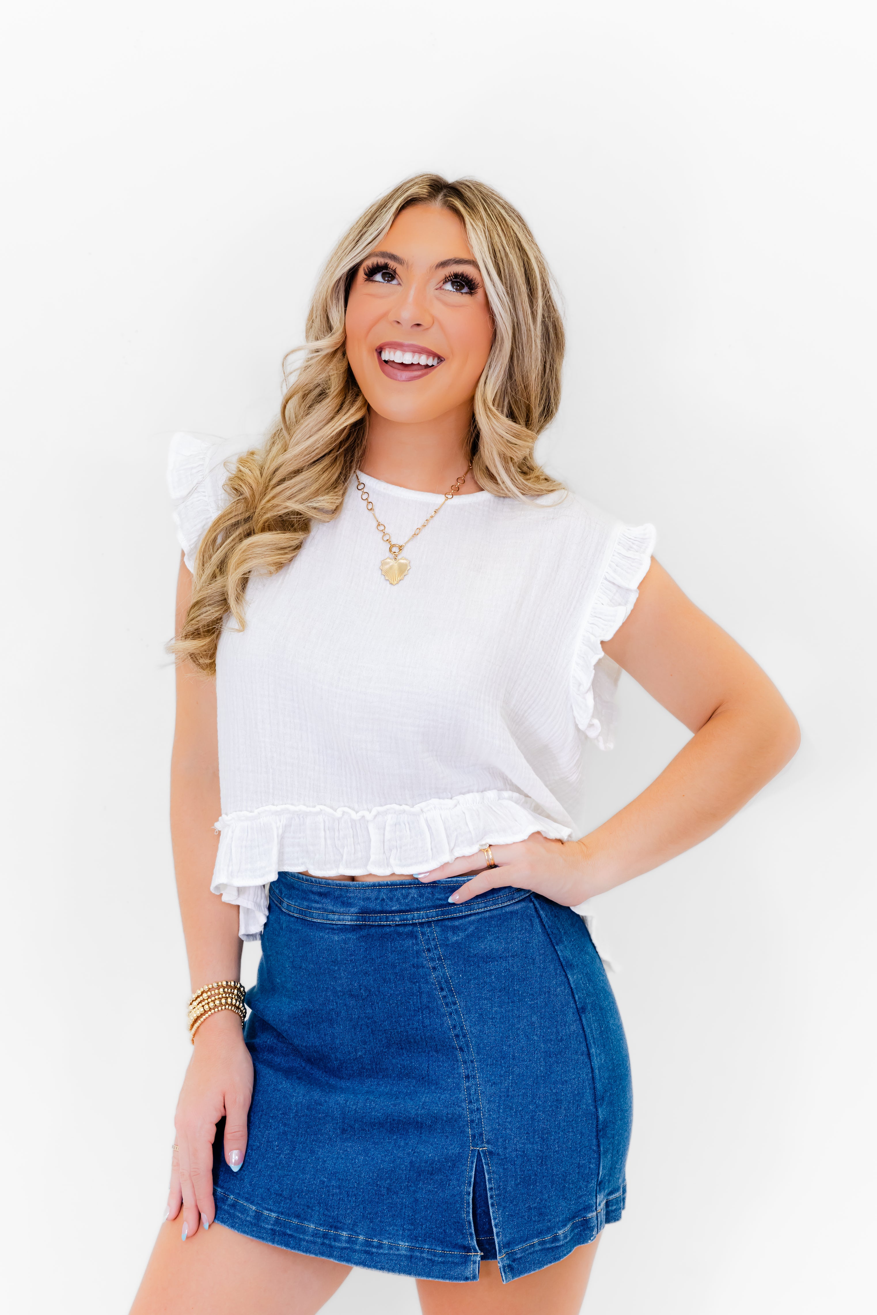 Sadie Side Slit Denim Mini Skort – Whiskey Darling Boutique