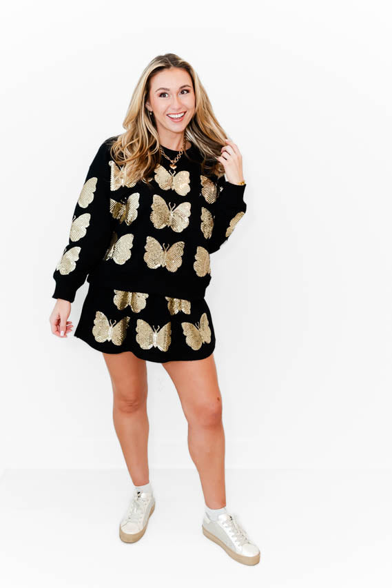 Midnight Butterfly Glam Skort Set - Whiskey Darling Boutique