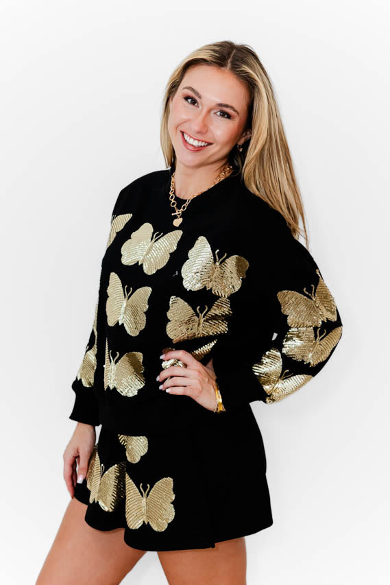 Midnight Butterfly Glam Skort Set - Whiskey Darling Boutique