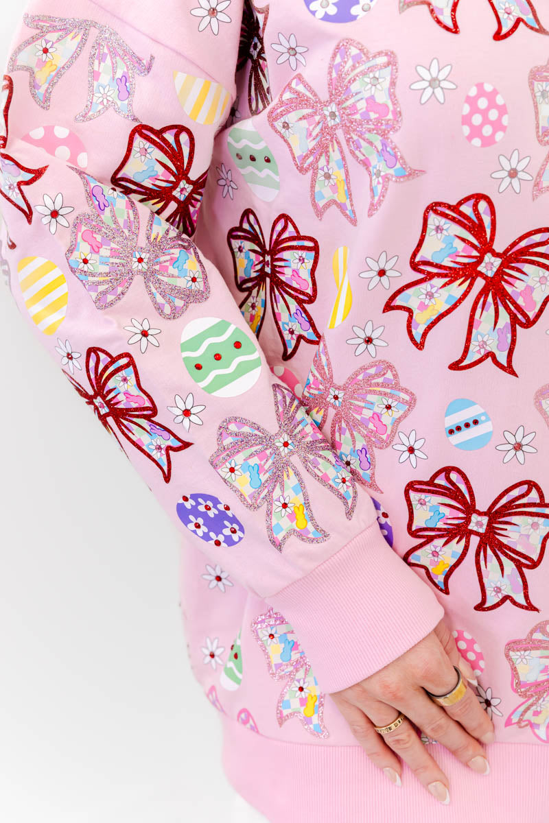 Egg Hunt & Bows Sweatshirt - Whiskey Darling Boutique