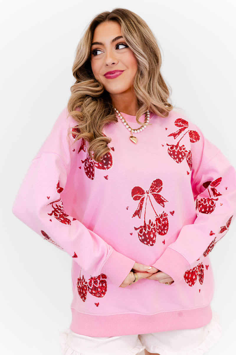 Strawberry Sweetheart Sweatshirt - Whiskey Darling Boutique