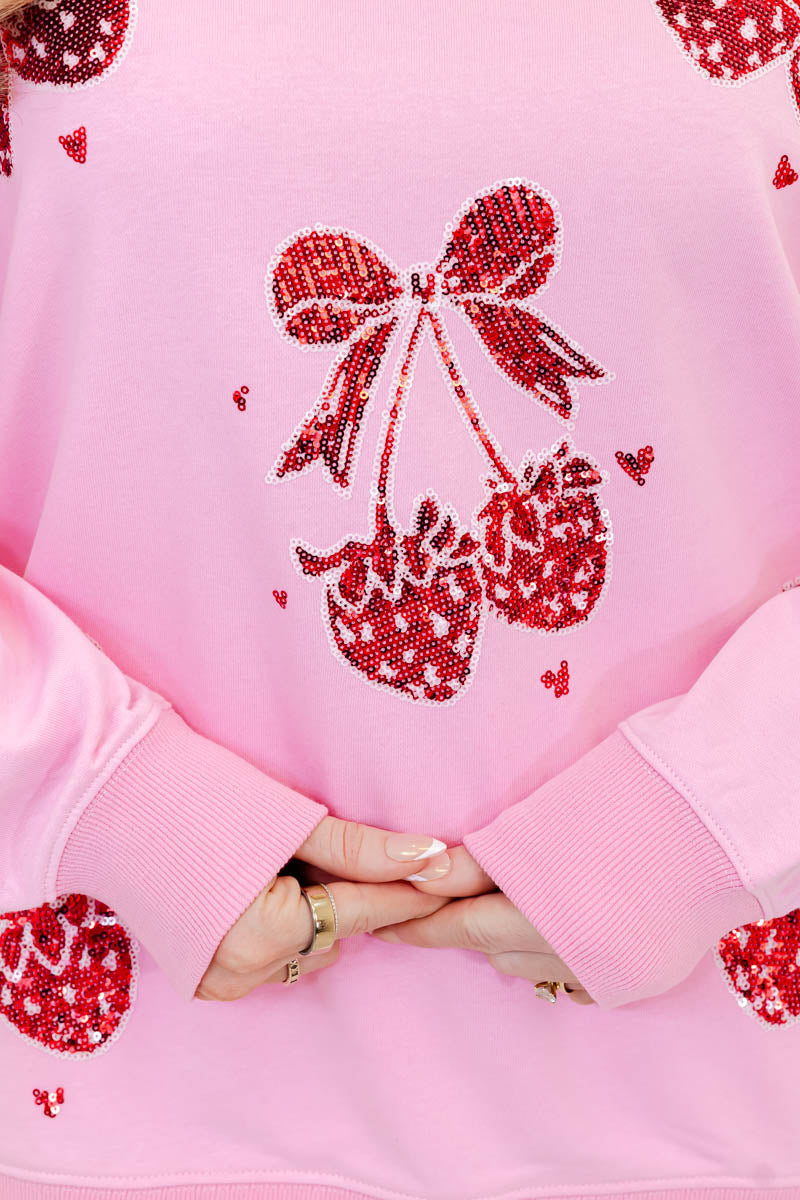 Strawberry Sweetheart Sweatshirt - Whiskey Darling Boutique