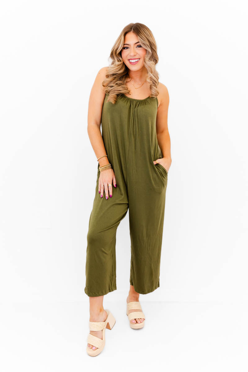 Weekend Wanderer Olive Jumpsuit - Whiskey Darling Boutique