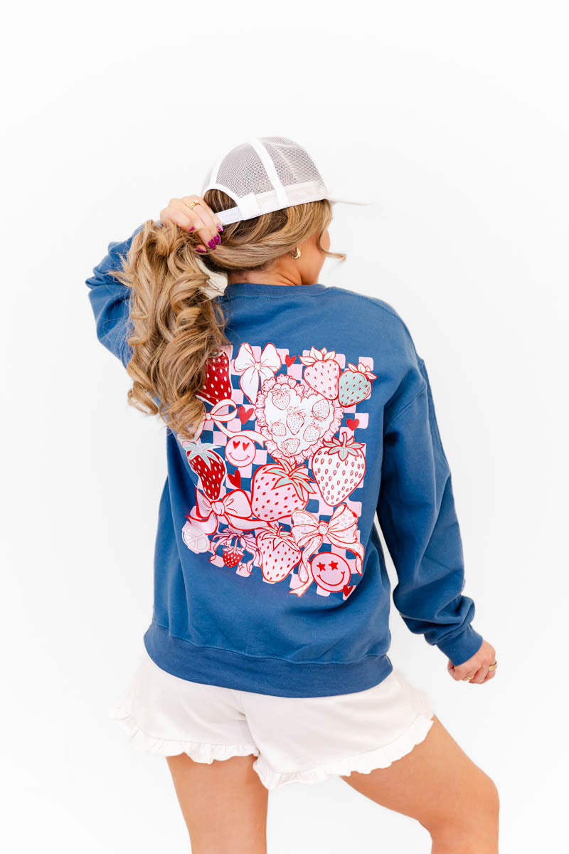 Strawberry Crush Graphic Sweatshirt - Whiskey Darling Boutique