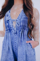 Country Cutie Pleated Denim Romper- 5 Colors - Whiskey Darling Boutique