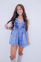 Country Cutie Pleated Denim Romper- 5 Colors - Whiskey Darling Boutique