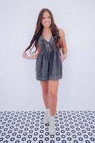 Country Cutie Pleated Denim Romper- 5 Colors - Whiskey Darling Boutique
