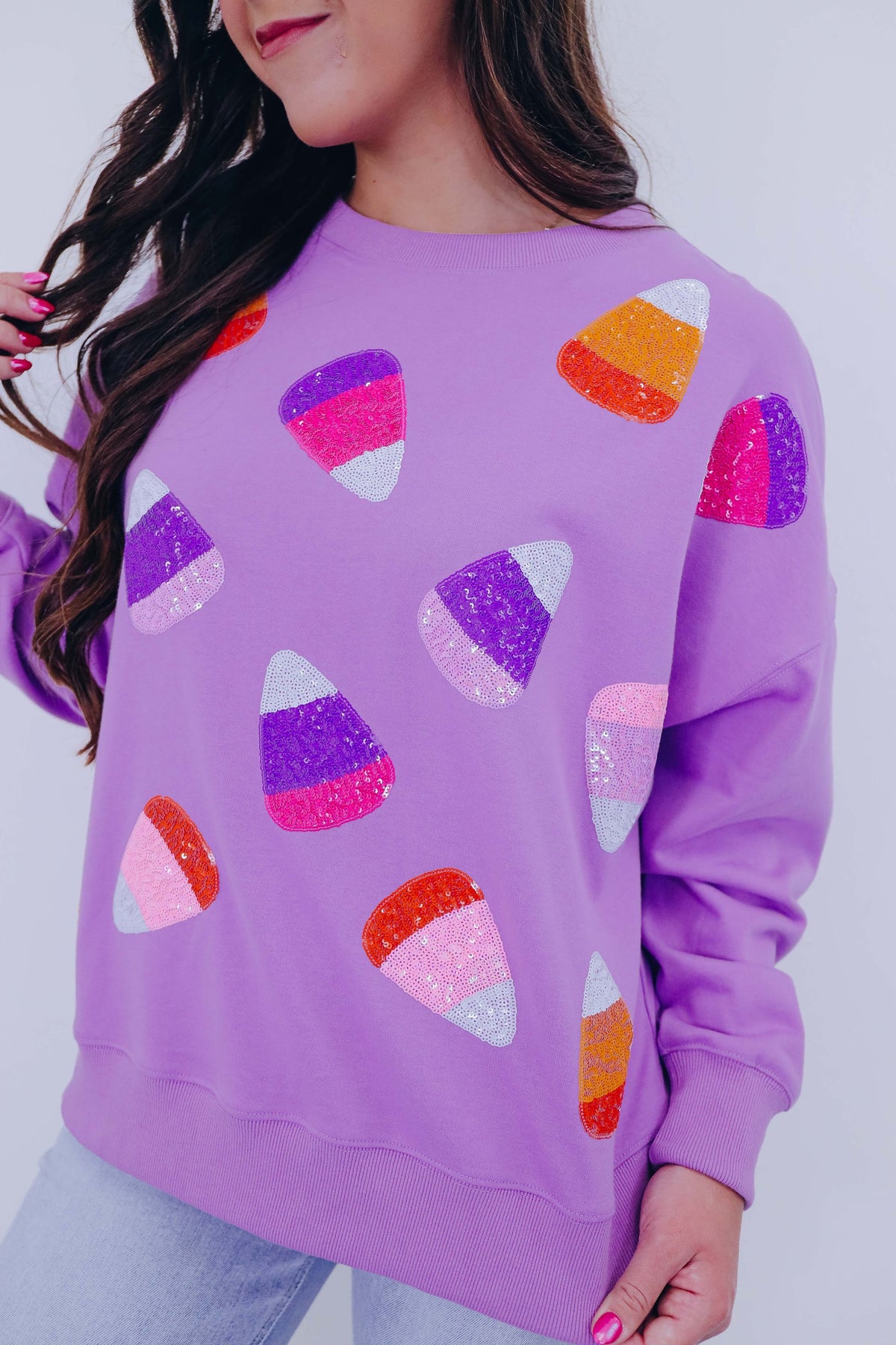 Halloween Candy Sequin Long-Sleeve Sweatshirt main image 0