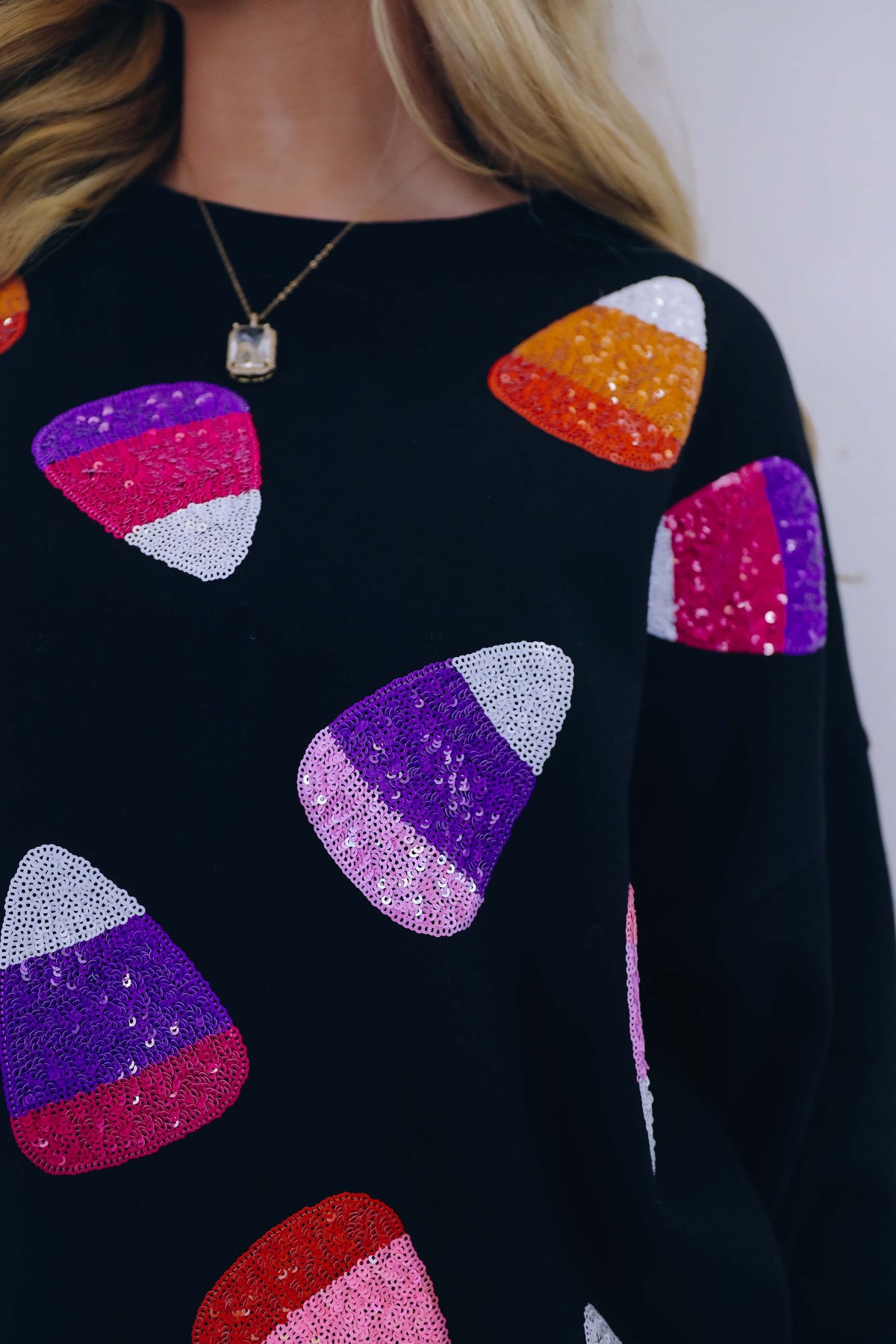 Candy Cane Sequin Dropped Shoulder Sweatshirt main image 1