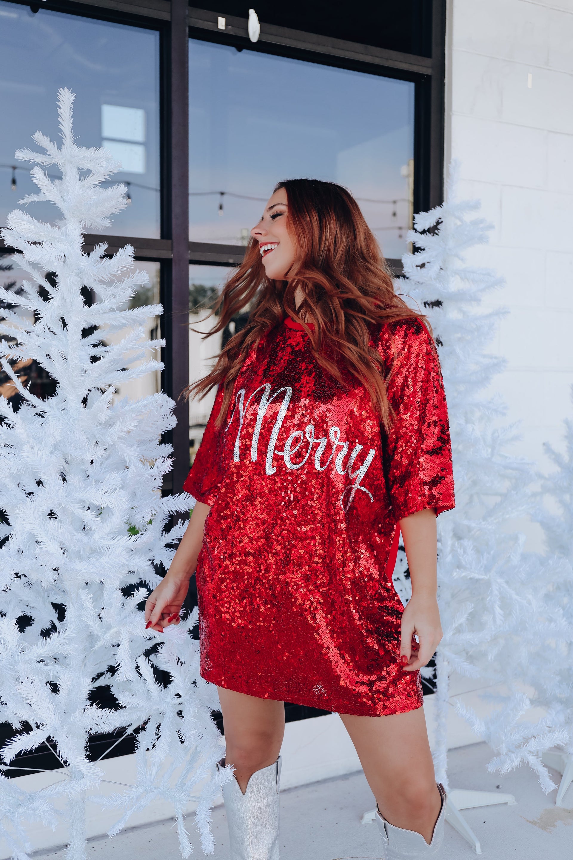 Merry Sequin T-Shirt Dress - Red Whiskey Darling Boutique Merry Sequin T-Shirt Dress - Red Whiskey Darling Boutique