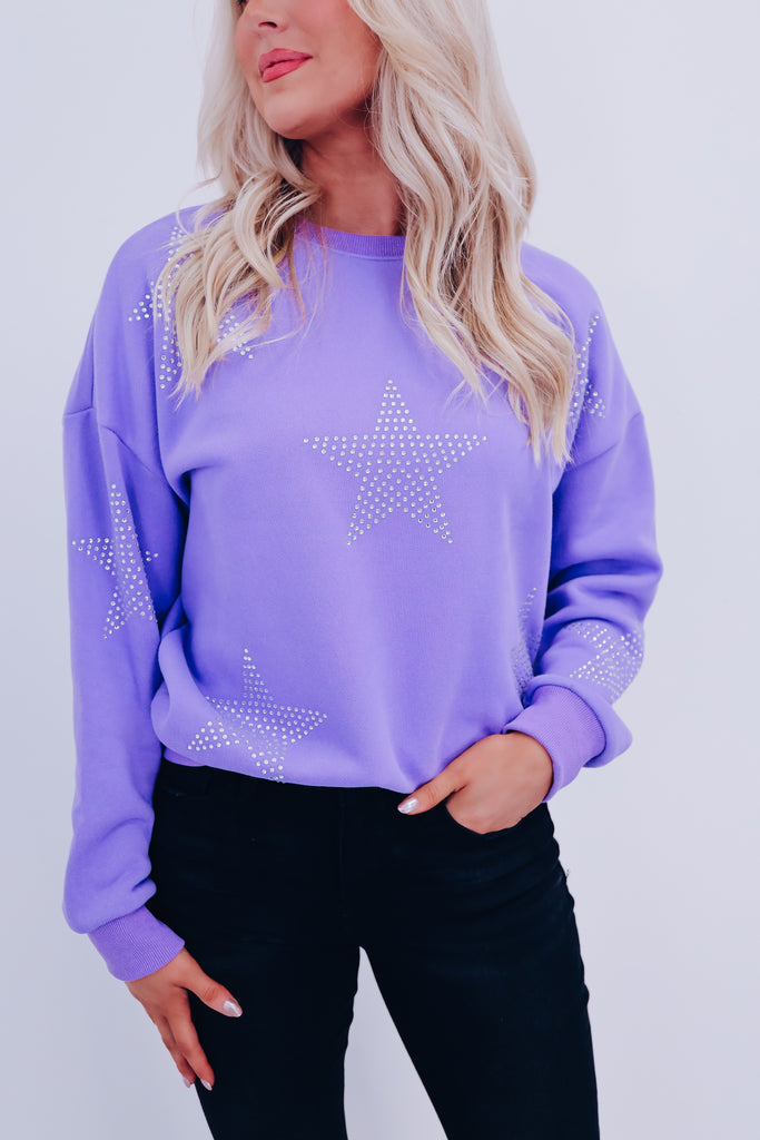 Periwinkle Star Studded Sweatshirt