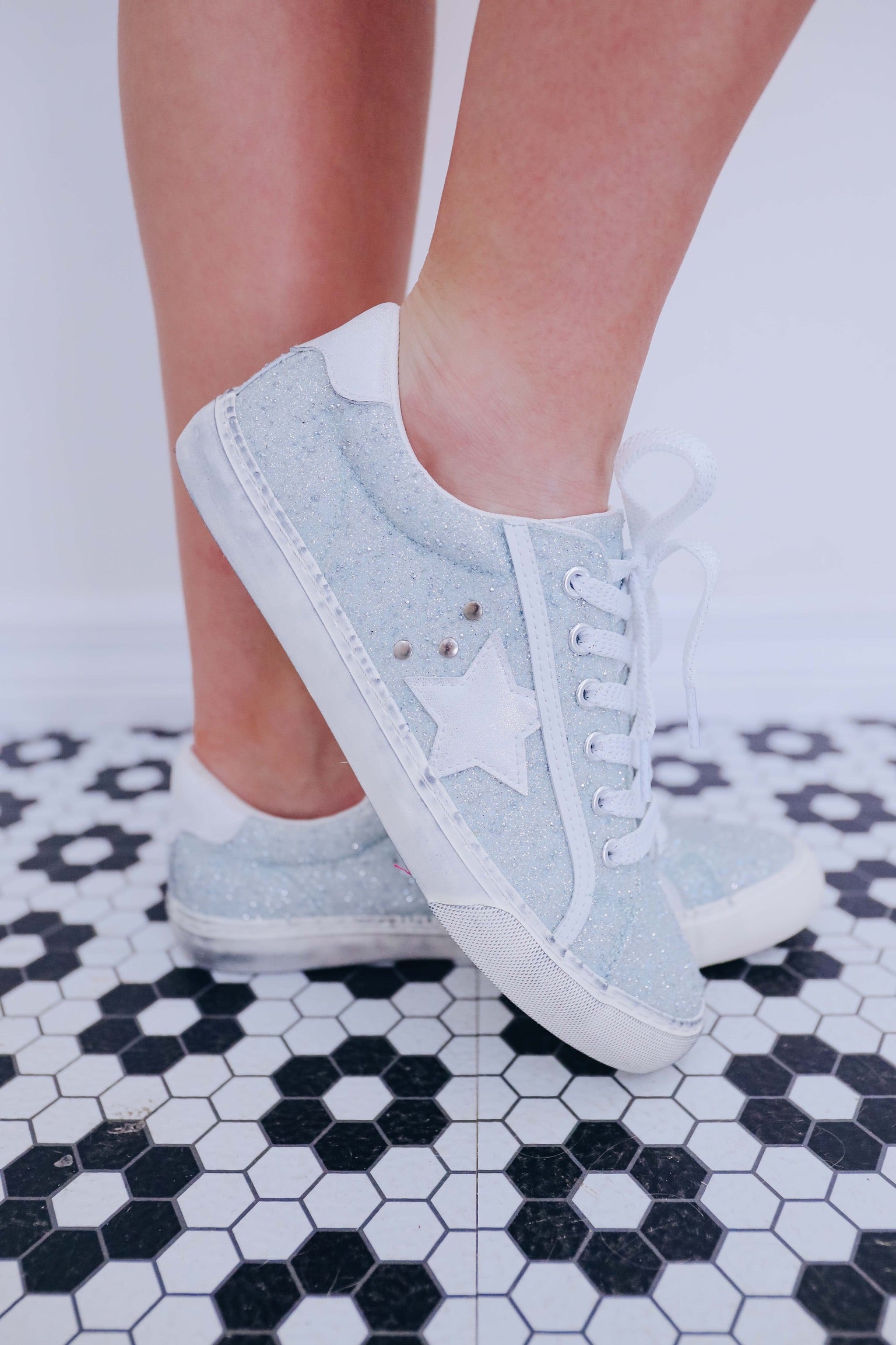 Blue glitter sneakers fashion