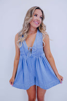 Country Cutie Pleated Denim Romper- 5 Colors - Whiskey Darling Boutique