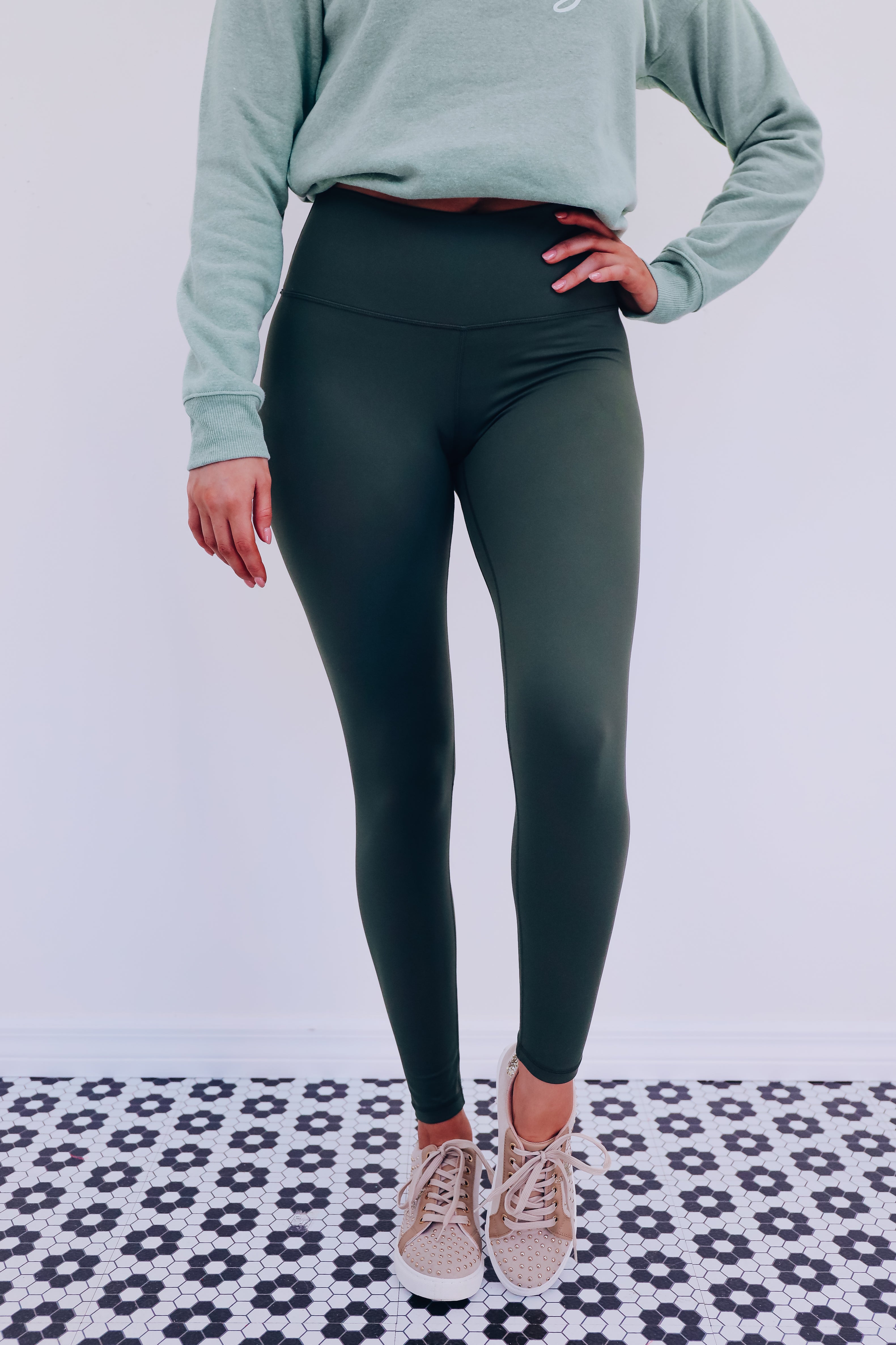 Lanie High Rise Leggings Dark Olive Whiskey Darling Boutique