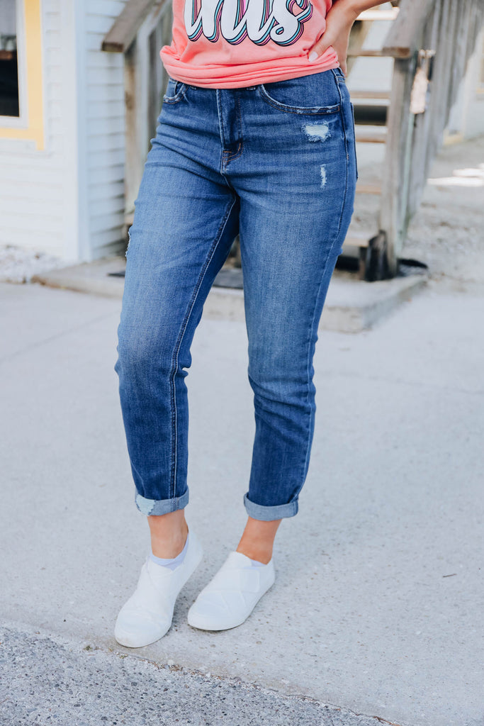 Mae Roll Up Mom Jeans – Whiskey Darling Boutique