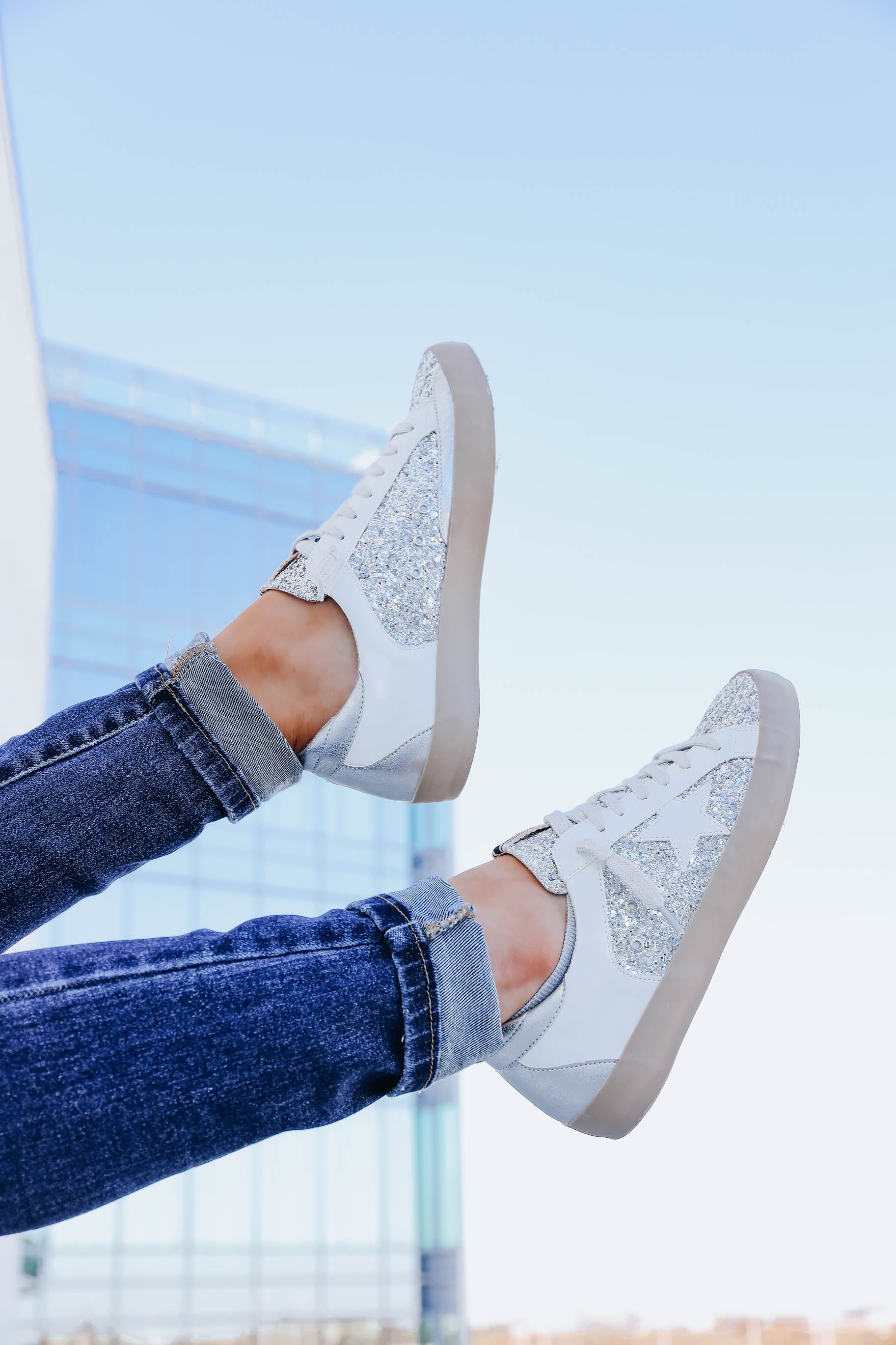 Paris Sparkle Sneaker by ShuShop Silver White Whiskey Darling Boutique