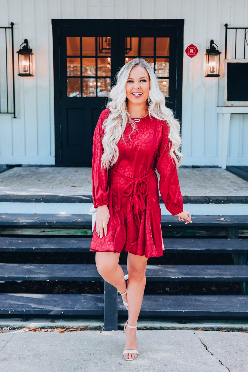 Posh Leopard Dress - Red S-3X – Whiskey Darling Boutique