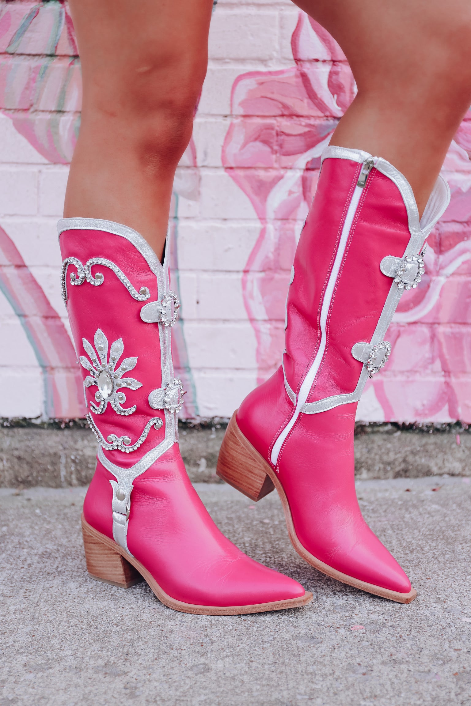 Jolene Embellished Cowgirl Boots Pink Whiskey Darling Boutique