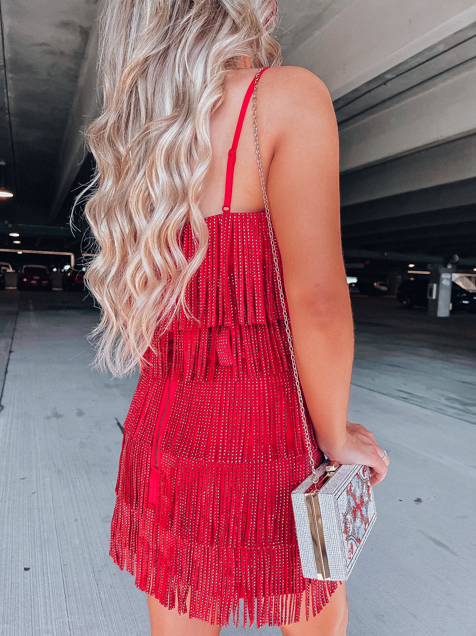 red fringe crop top