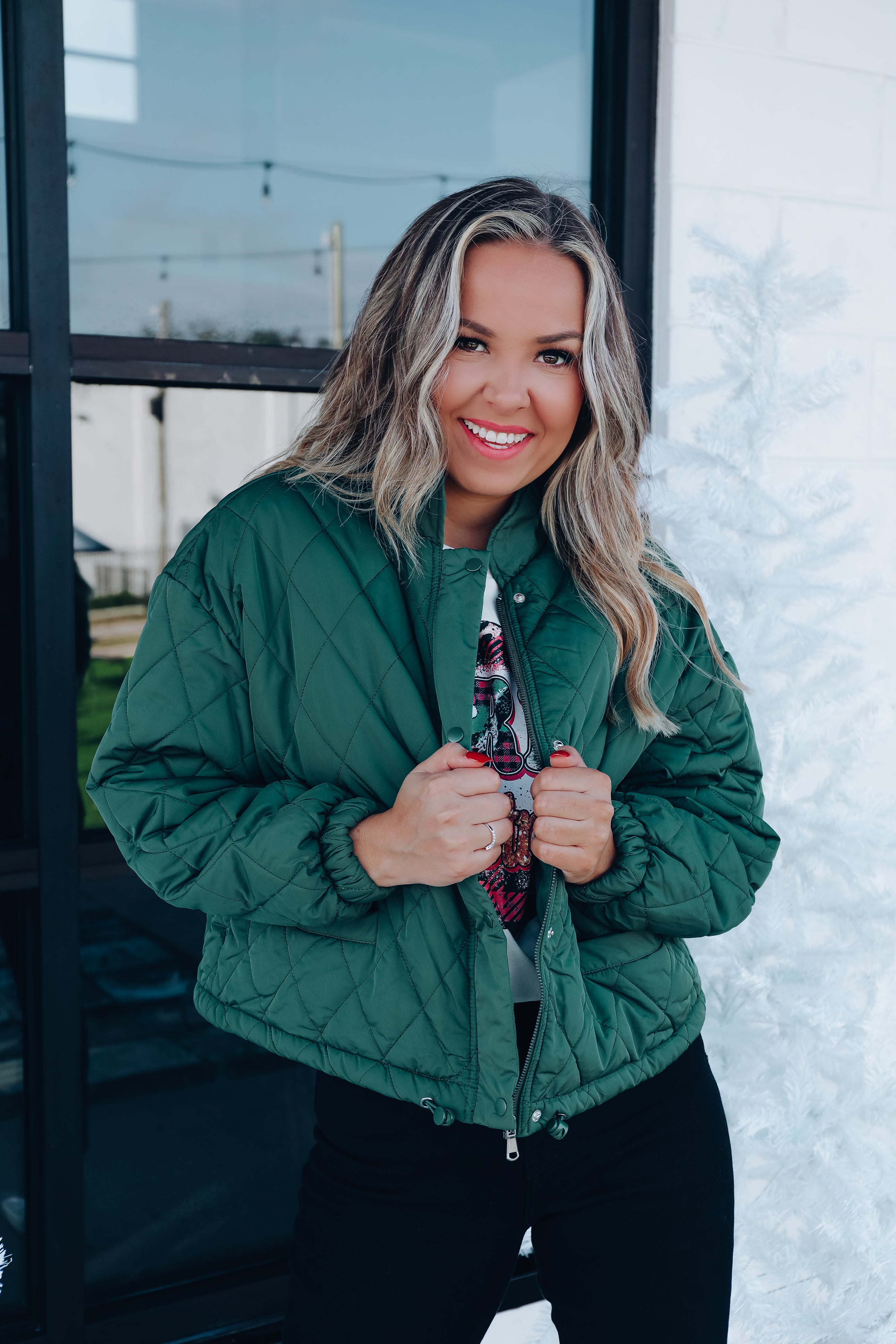 Ponderosa Quilted Puffer Jacket Green Whiskey Darling Boutique